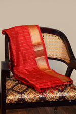 Cherry red Mulberry Silk Saree