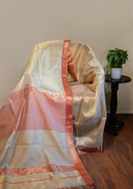 Champagne Gold Maheshwari Tissue Silk Saree