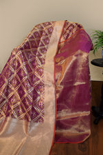 Royal Purple Jamdani-Inspired Banarasi Silk Saree