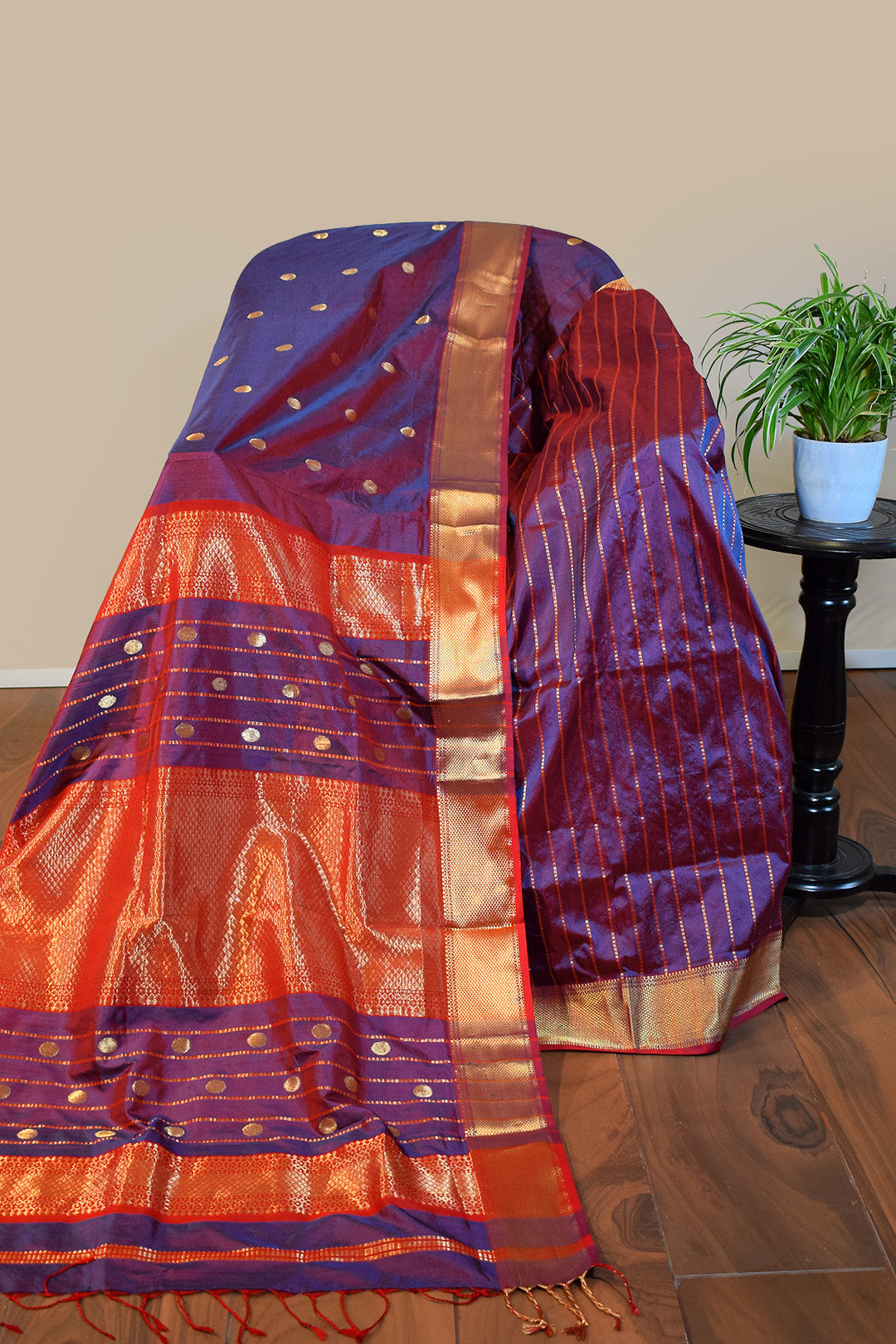 Purple Mulberry Silk Saree