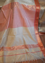 Champagne Gold Maheshwari Tissue Silk Saree