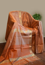 Peach Maheshwari Tissue Silk Saree