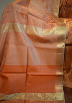 Peach Maheshwari Tissue Silk Saree