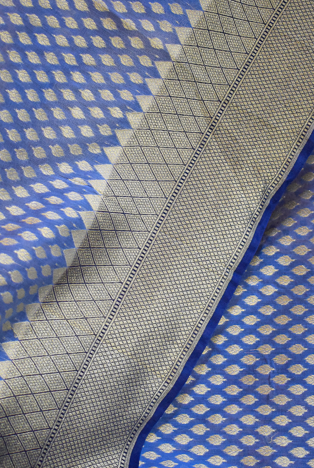 Chanderi Banarasi woven saree-Ash blue