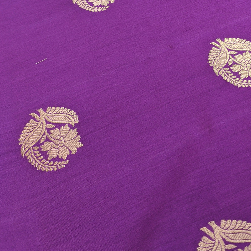 Dark Maroon Banarasi Munga Silk Suit Set with Antique Gold Zari Weave