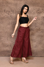 Solid color cotton slub flared pant