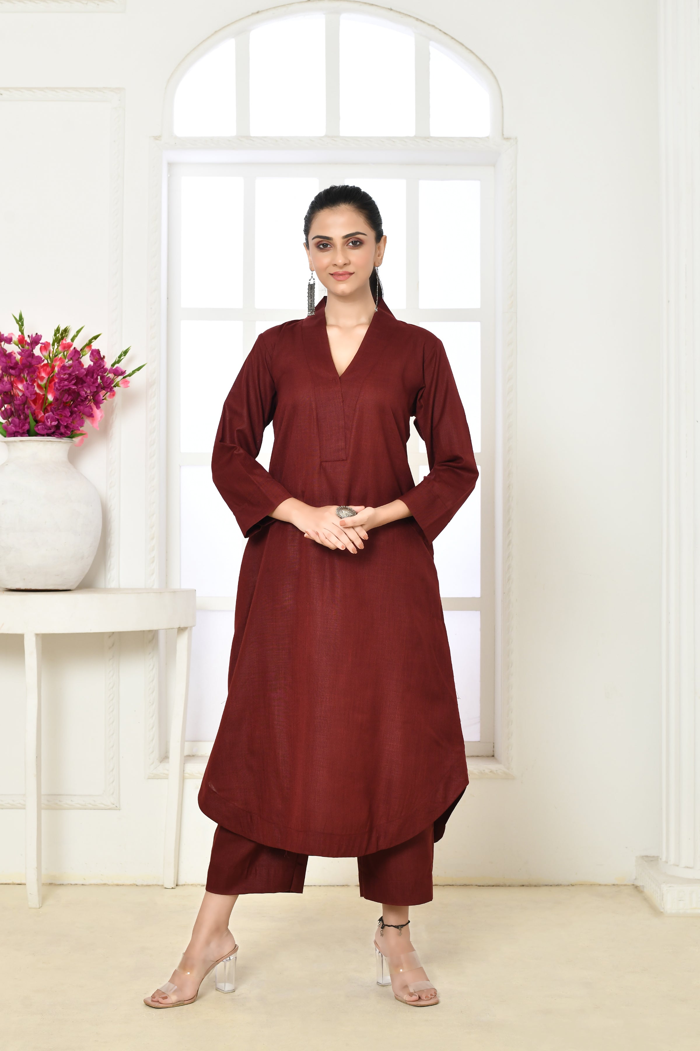 Solid colored cotton slub co-ord set