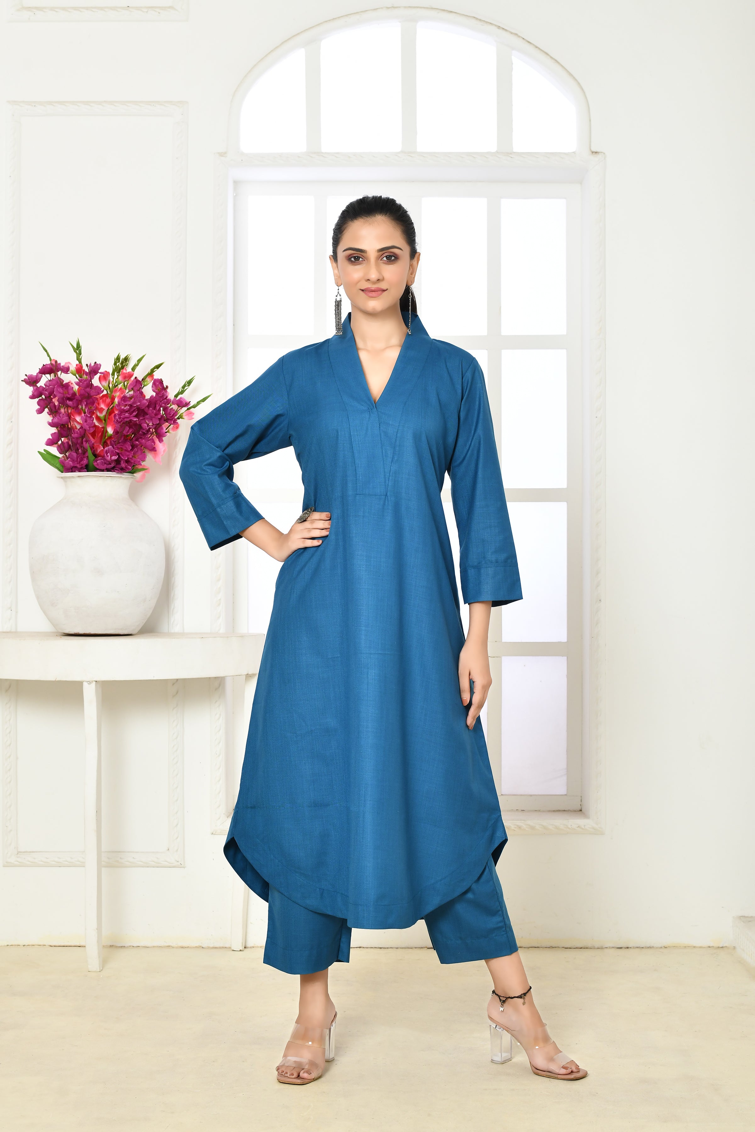 Solid colored cotton slub co-ord set