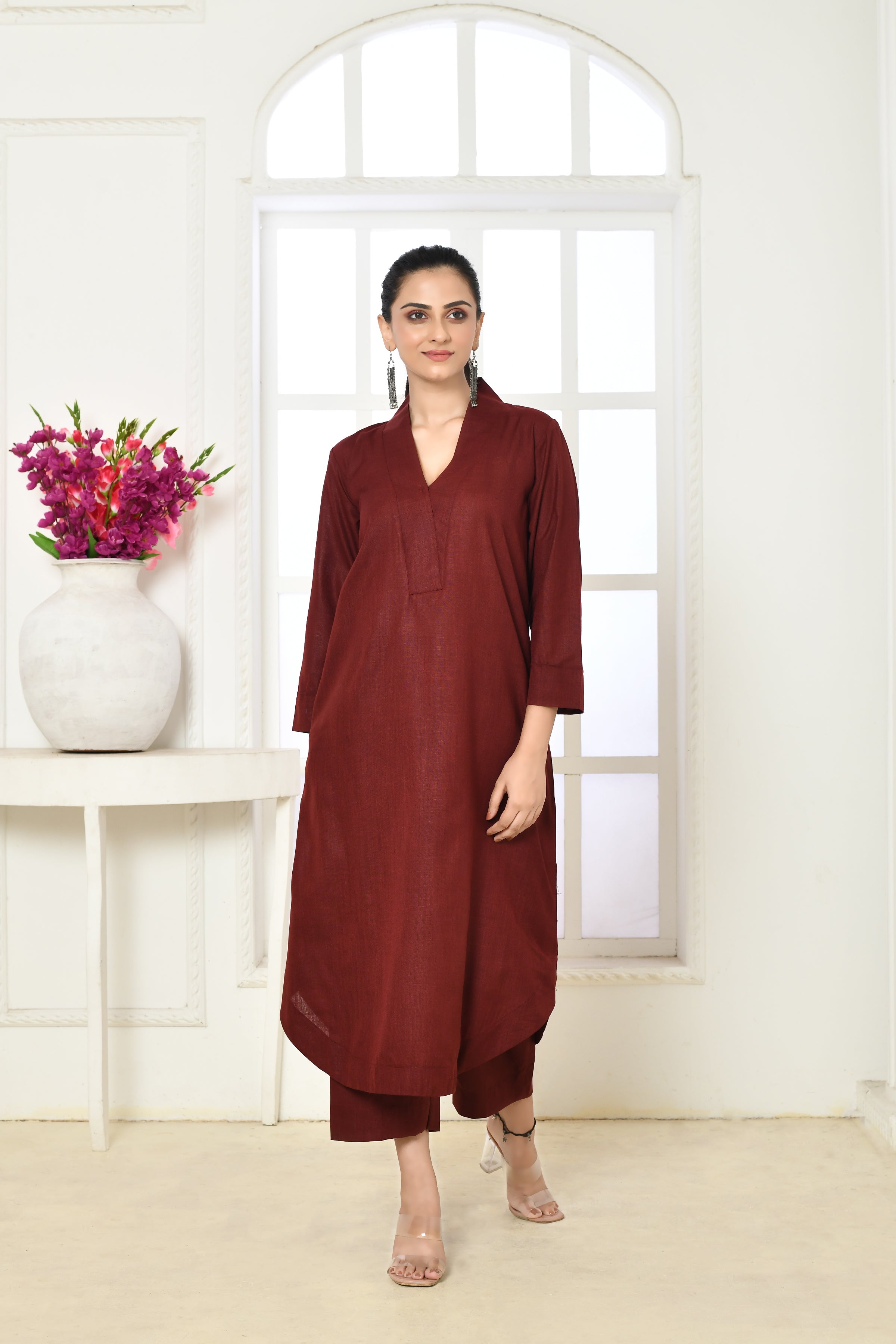 Solid colored cotton slub co-ord set