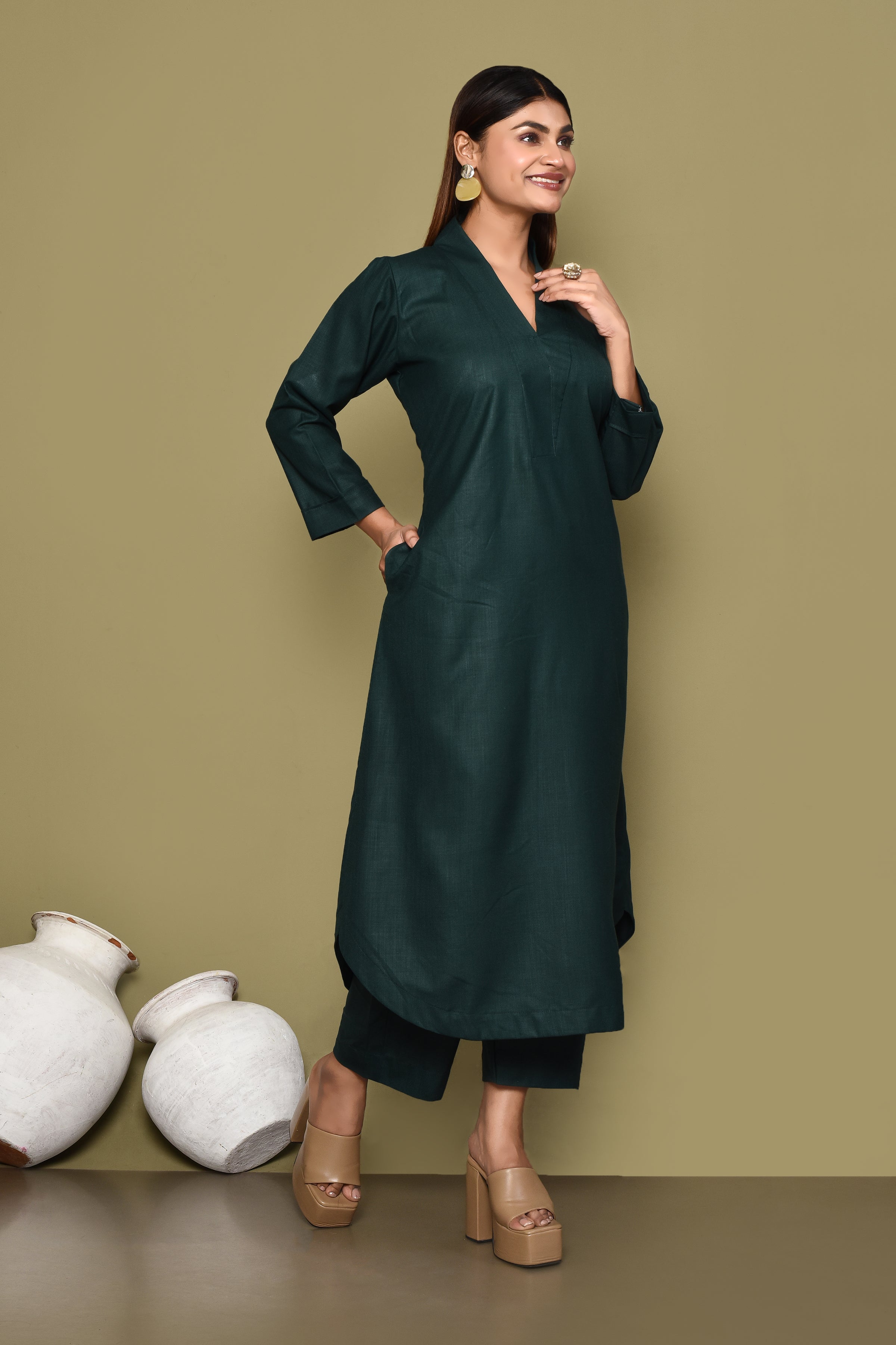 Solid colored cotton slub co-ord set