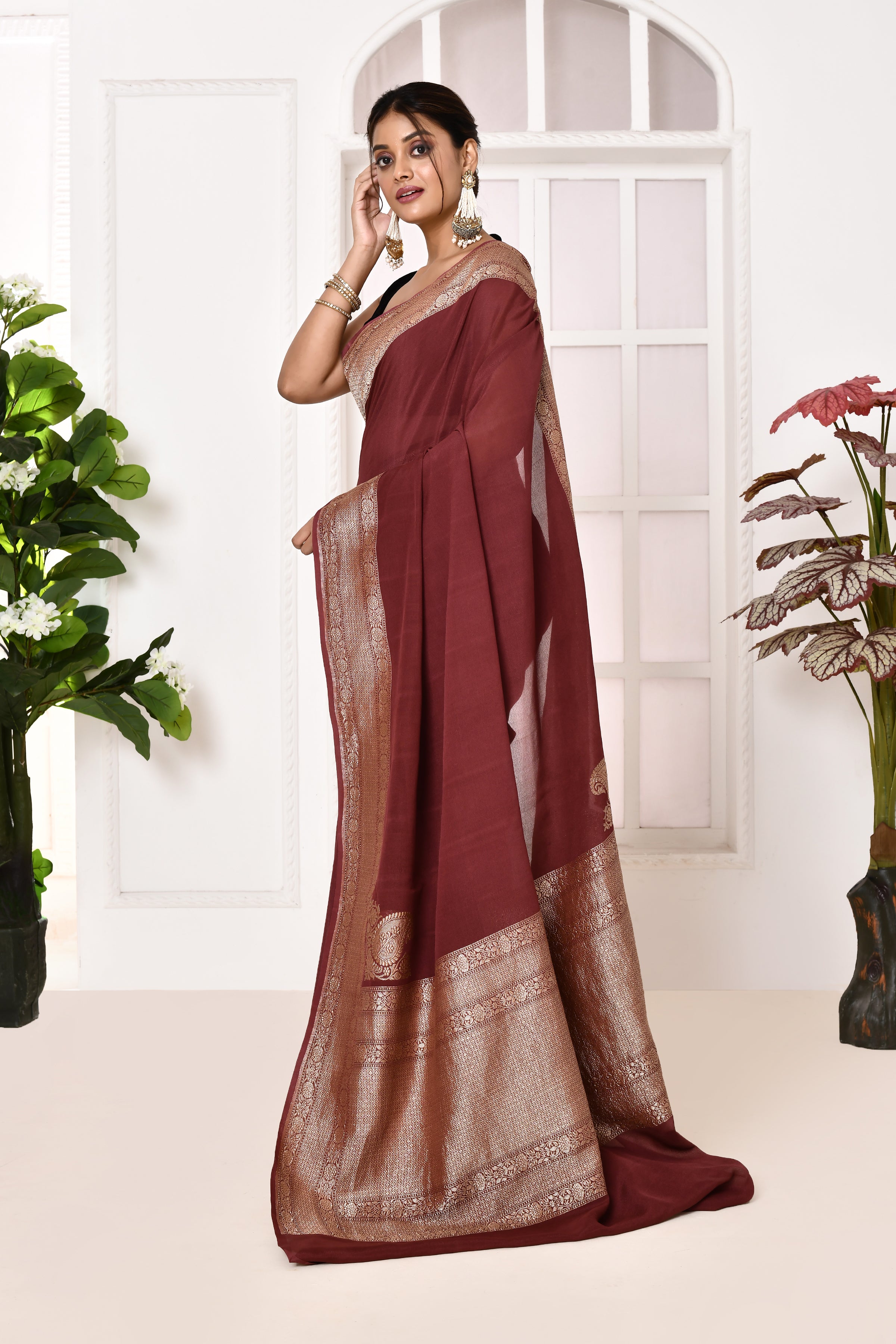 Pure georgette banarasi saree with kadwa weaving