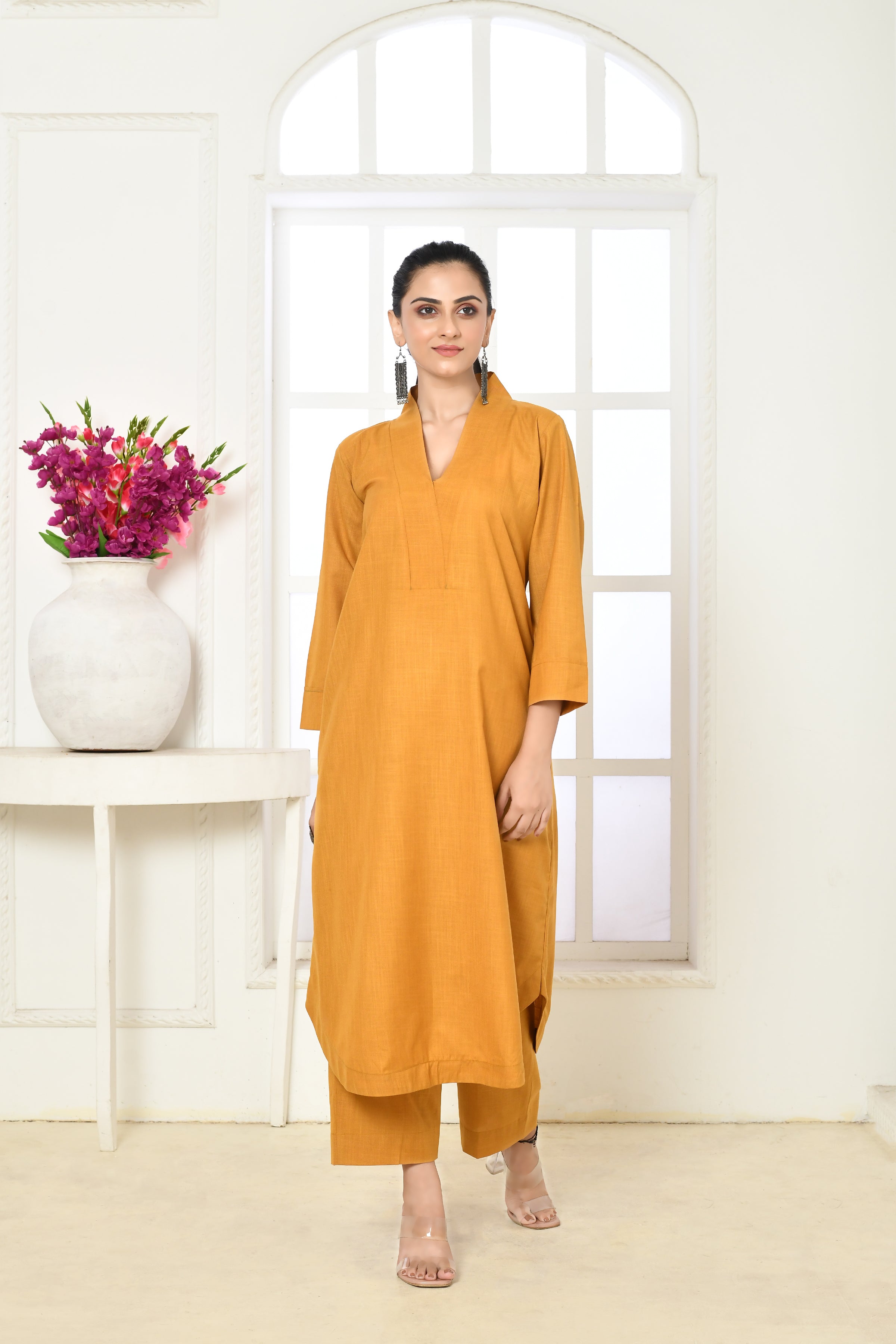 Solid colored cotton slub co-ord set