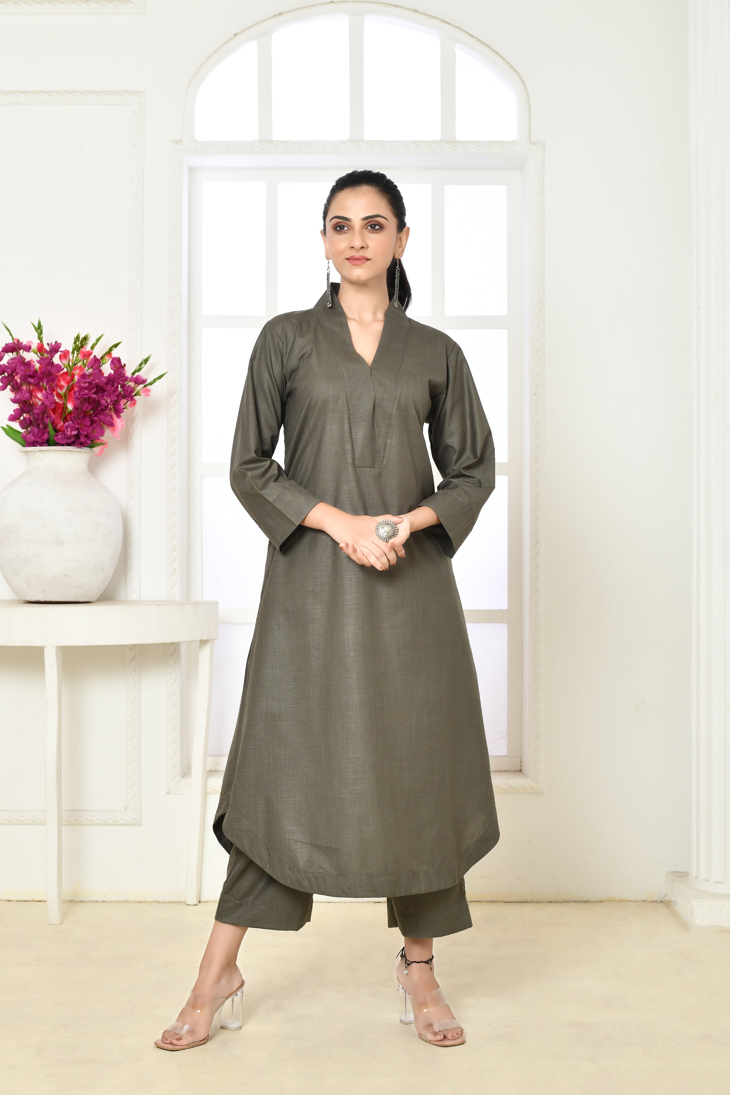 Solid colored cotton slub co-ord set