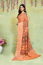 Dark peach Bagh print Dola silk saree