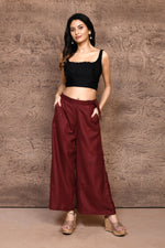 Solid color cotton slub flared pant