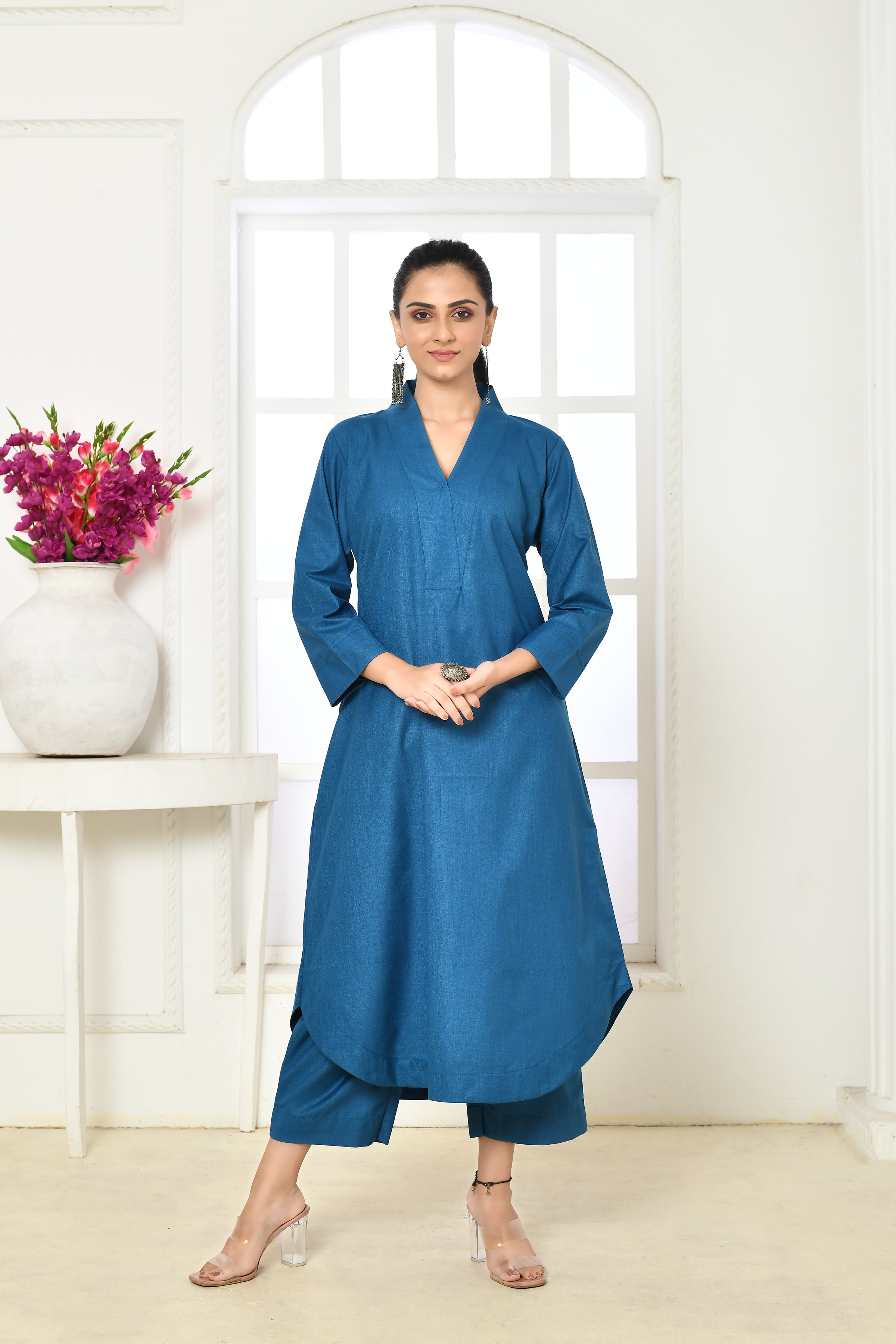 Solid colored cotton slub co-ord set