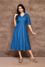 Solid color cotton slub angrakha pattern one piece with V neck and attached strings.