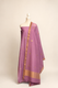 Pure handloom cotton silk blend kurta with chikankari embroidery, matching bottom and dupatta with chand tara booti weaving-Lilac