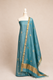 Pure handloom cotton silk blend kurta with chikankari embroidery, matching bottom and dupatta with chand tara booti weaving-Powder Blue