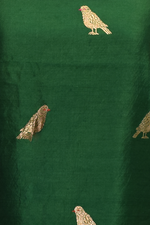 Pure munga silk kurta and bottom set with banarasi bird motif pattern kadwa weaving-Bottle green