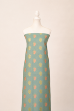 Pure chanderi kurta with floral & leaf pattern meenakari weaving,matching chanderi dupatta and bottom-Sap green
