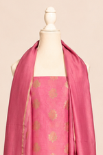 Pure chanderi kurta with floral & leaf pattern meenakari weaving,matching chanderi dupatta and bottom-purple