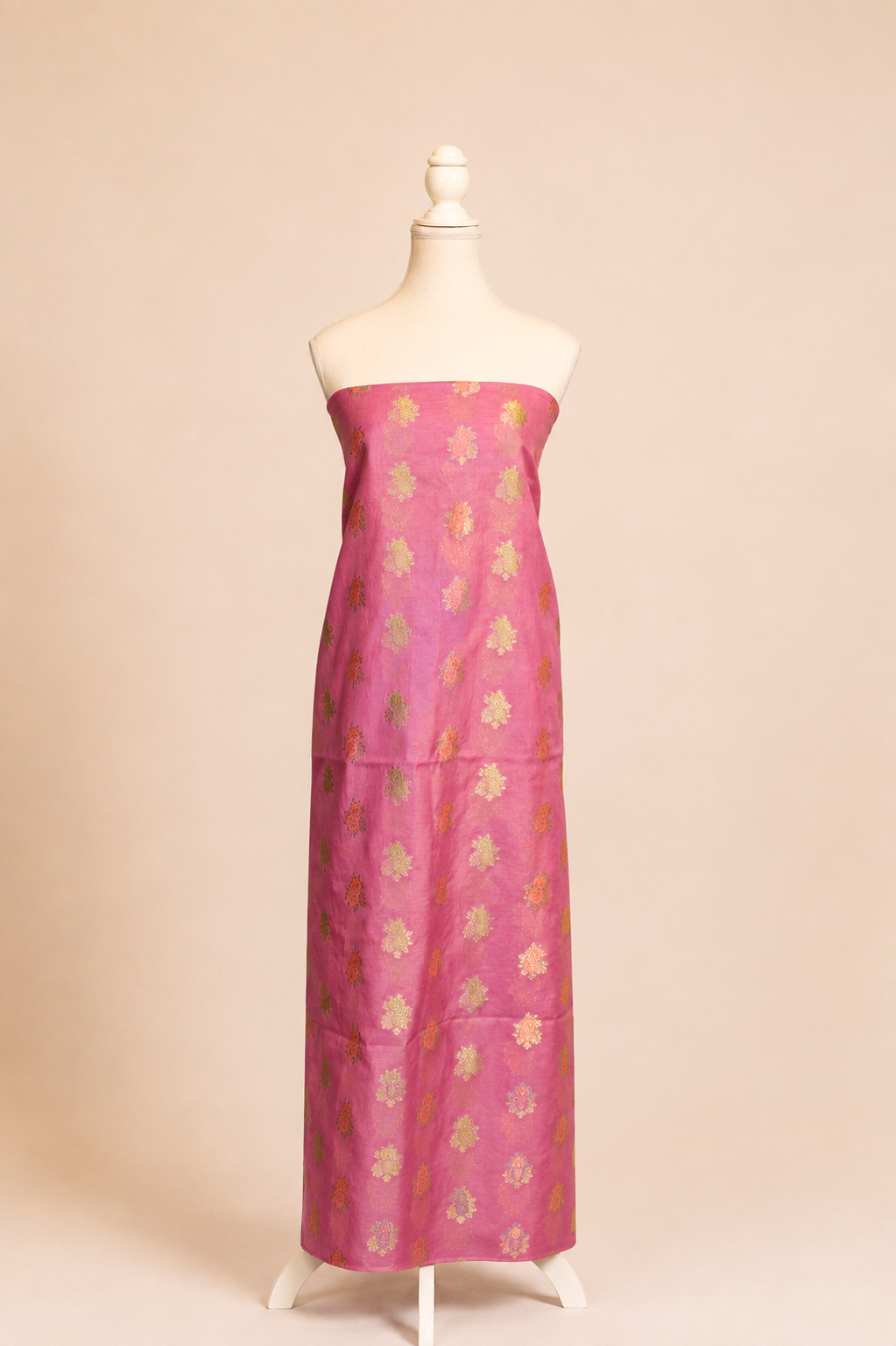Pure chanderi kurta with floral & leaf pattern meenakari weaving,matching chanderi dupatta and bottom-purple