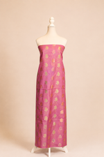 Pure chanderi kurta with floral & leaf pattern meenakari weaving,matching chanderi dupatta and bottom-purple