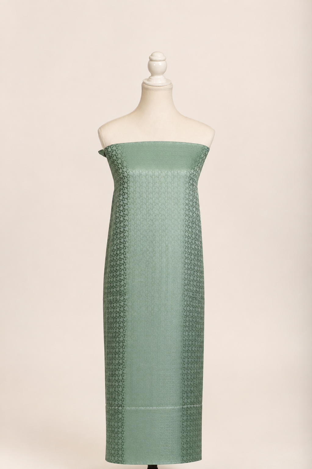 Pure handloom mashru silk self woven kurta, matching crepe bottom & chiffon dupatta with lace- pista green