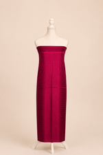 Pure handloom mashru silk self woven kurta, matching crepe bottom & chiffon dupatta with lace- fuchsia pink