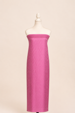 Pure handloom mashru silk self woven kurta, matching crepe bottom & chiffon dupatta with lace- Lavender