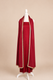 Pure handloom mashru silk self woven kurta, matching crepe bottom & chiffon dupatta with lace- Burgundy