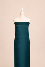 Pure handloom mashru silk self woven kurta, matching crepe bottom & chiffon dupatta with lace- Bottle green