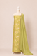 Pure munga silk brocade work kurta, matching crepe bottom & chiffon dupatta with lace-Lime green