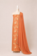 Pure munga silk brocade work kurta, matching crepe bottom & chiffon dupatta with lace-Rust orange
