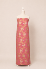 Pure munga silk brocade work kurta, matching crepe bottom & chiffon dupatta with lace-Lavender