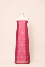 Pure tussar silk kurta with kadwa weaving,matching crepe bottom & chiffon dupatta with lace-soft pink