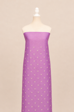 Pure handloom tussar linen kurta with embroidery, chiffon dupatta with lace & white bottom- Lavender