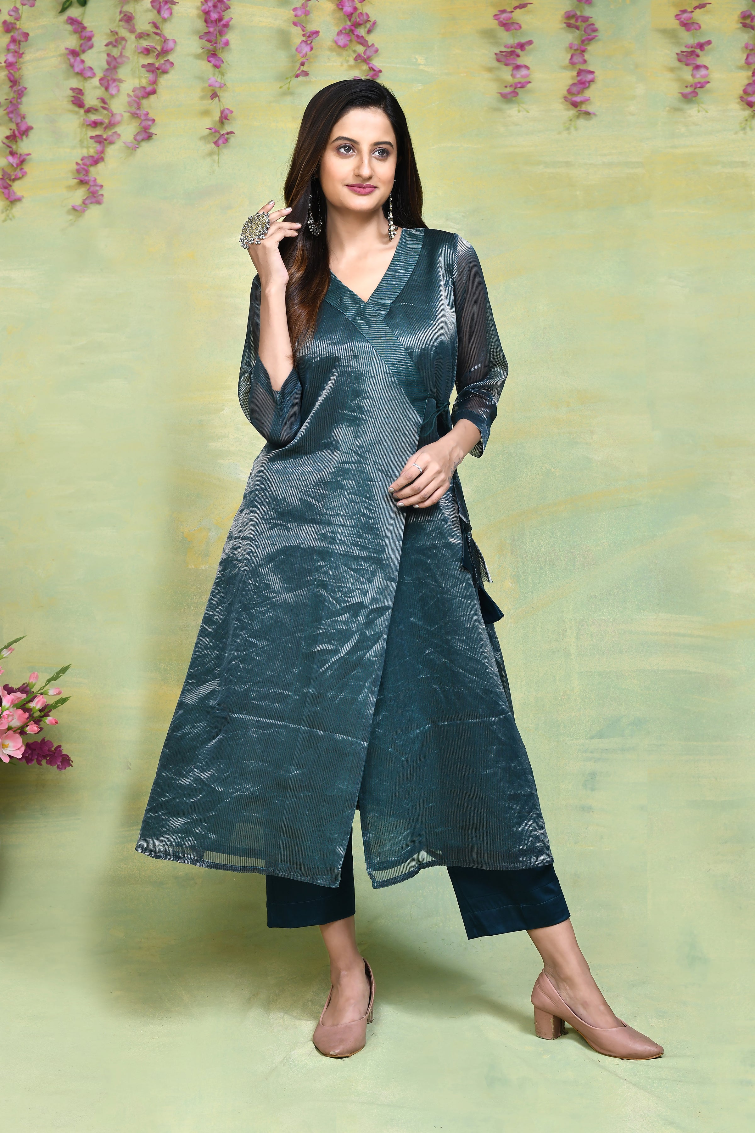 Maheshwari angrakha kurta with matching pant
