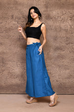 Solid color cotton slub flared pant