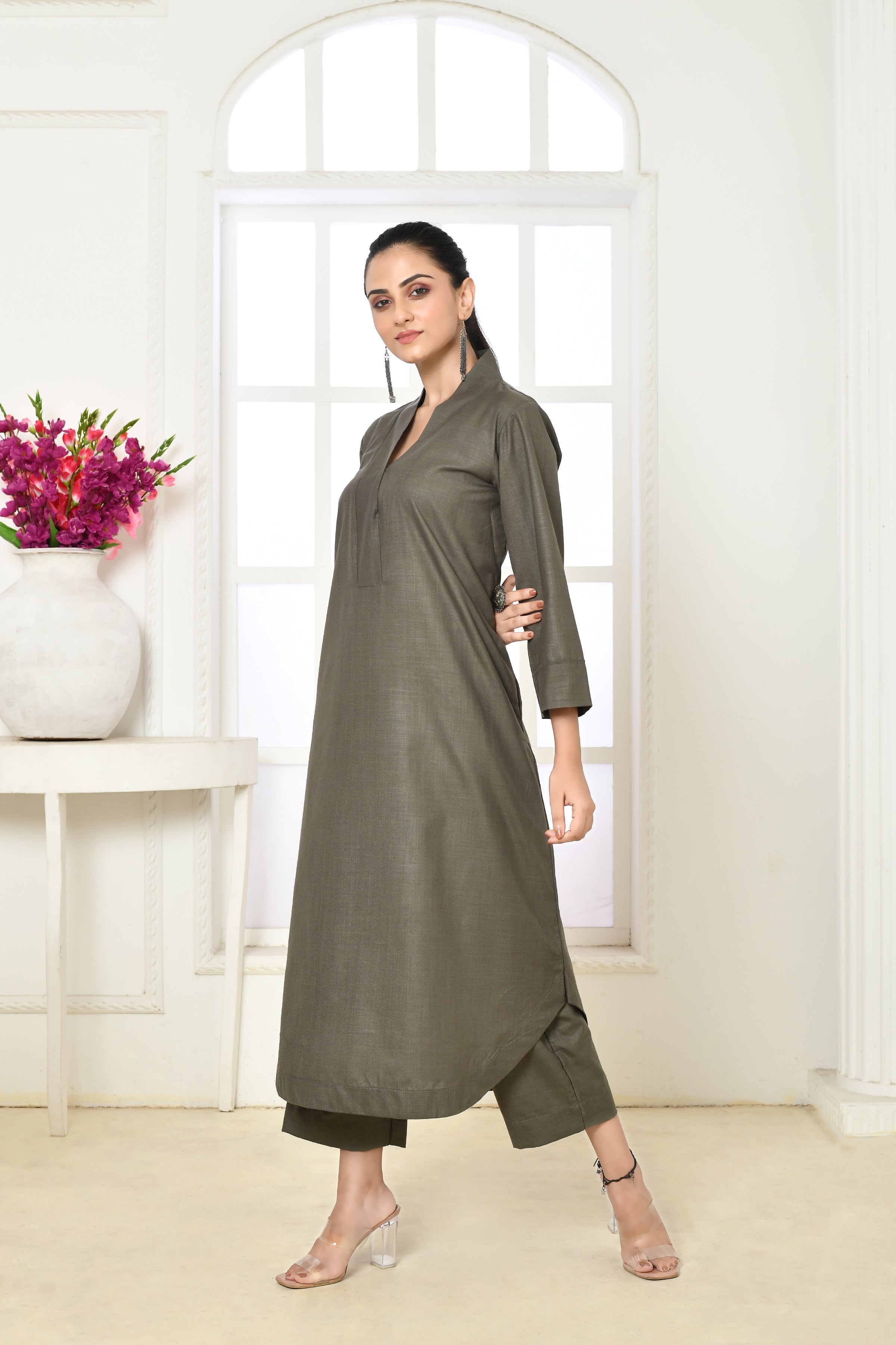 Solid colored cotton slub co-ord set