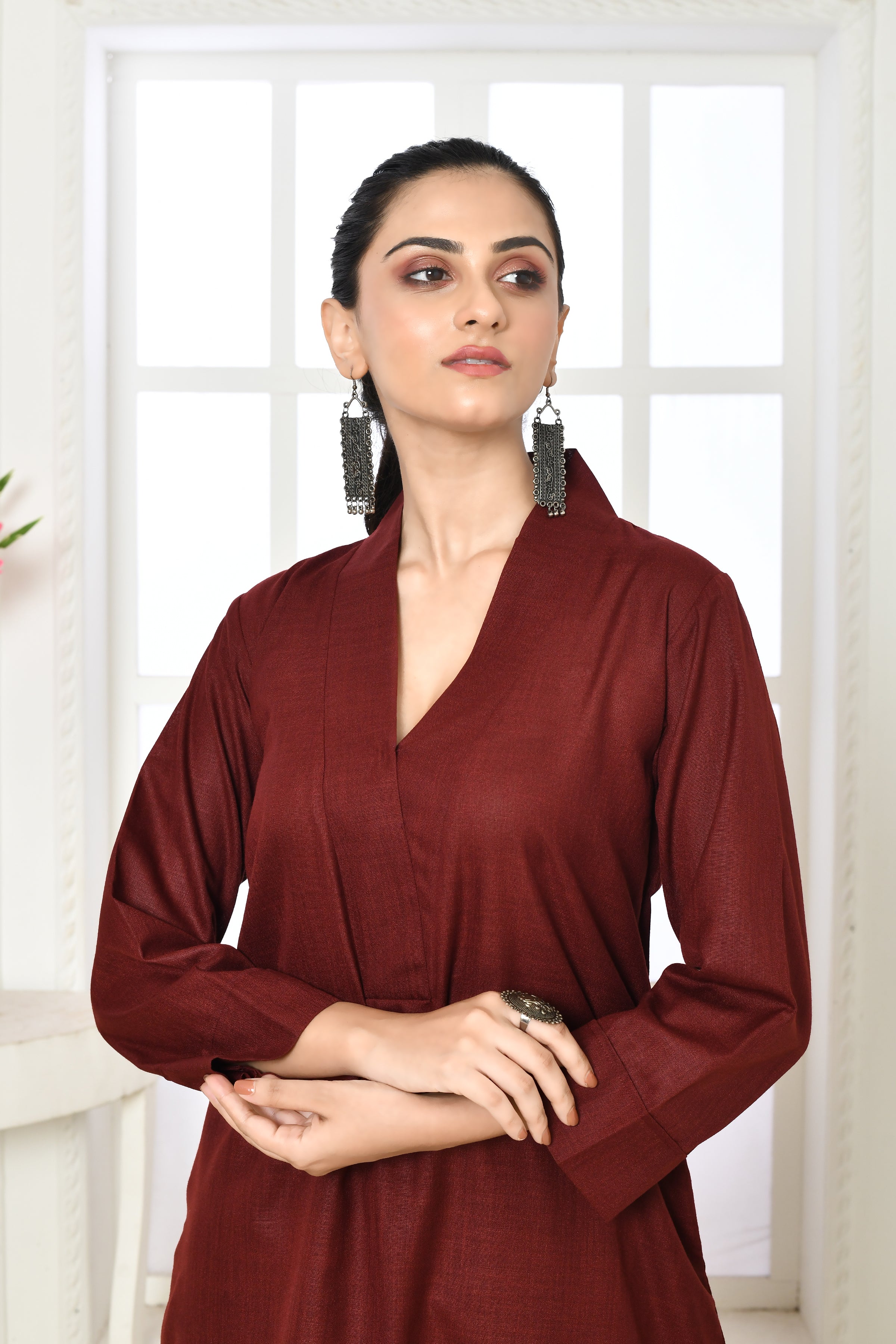 Solid colored cotton slub co-ord set