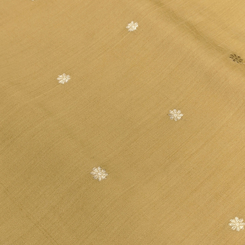 Mustard Gold Banarasi Linen Tussar Suit Set with Zari Booti and Ornate Border