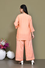 Pintex cotton mid-thigh length high-low top with matching pant