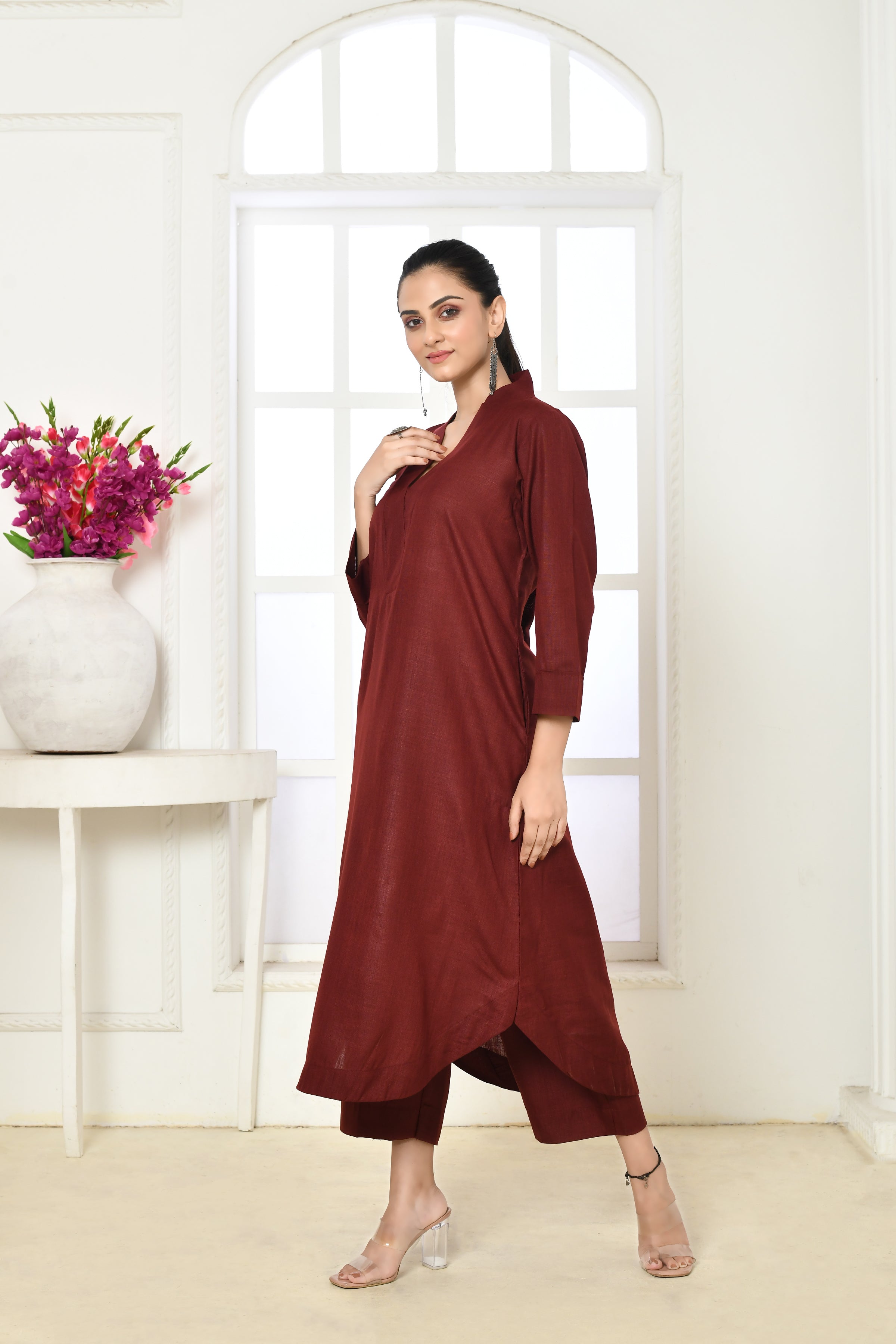 Solid colored cotton slub co-ord set