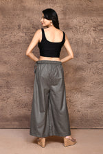 Solid color cotton slub flared pant