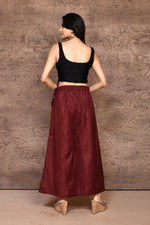 Solid color cotton slub flared pant