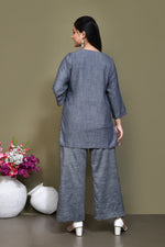 Pintex cotton mid-thigh length high-low top with matching pant