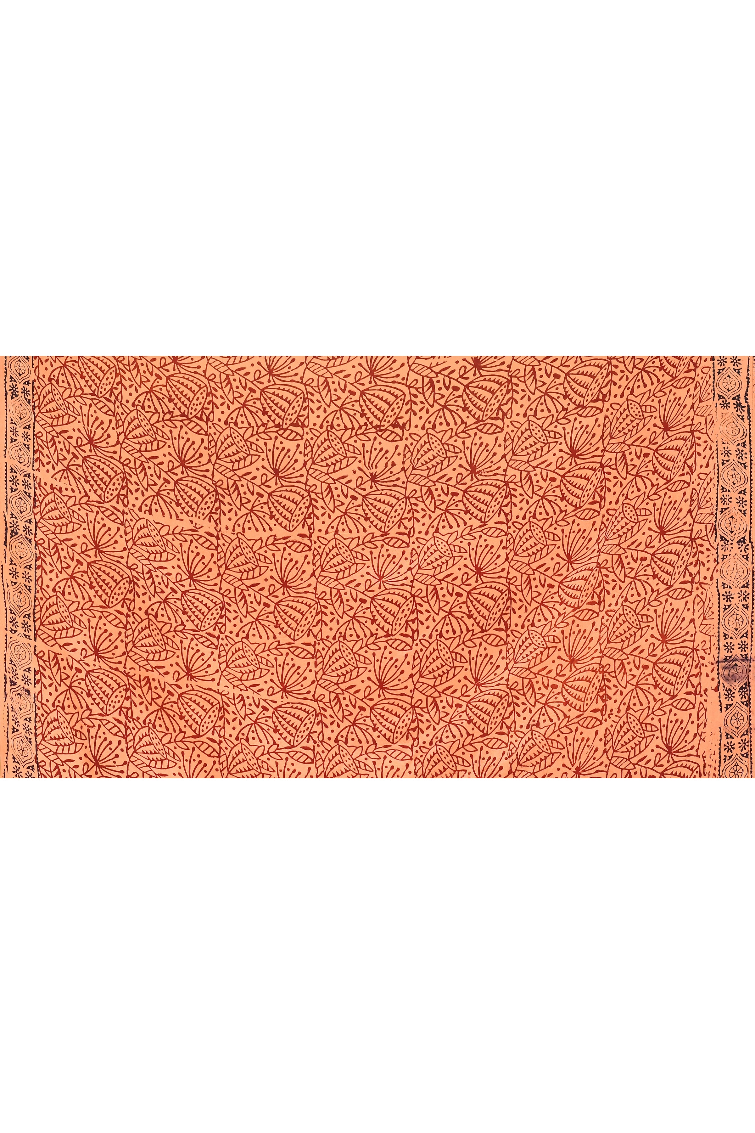 Dark peach Bagh print Dola silk saree