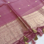 Orchid Purple Banarasi Munga Silk Suit Set with Zari Buti and Floral Border